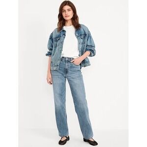 Old Navy Medium Wash High Waisted Cute‎ Casual Trendy OG Loose Jeans Size 6